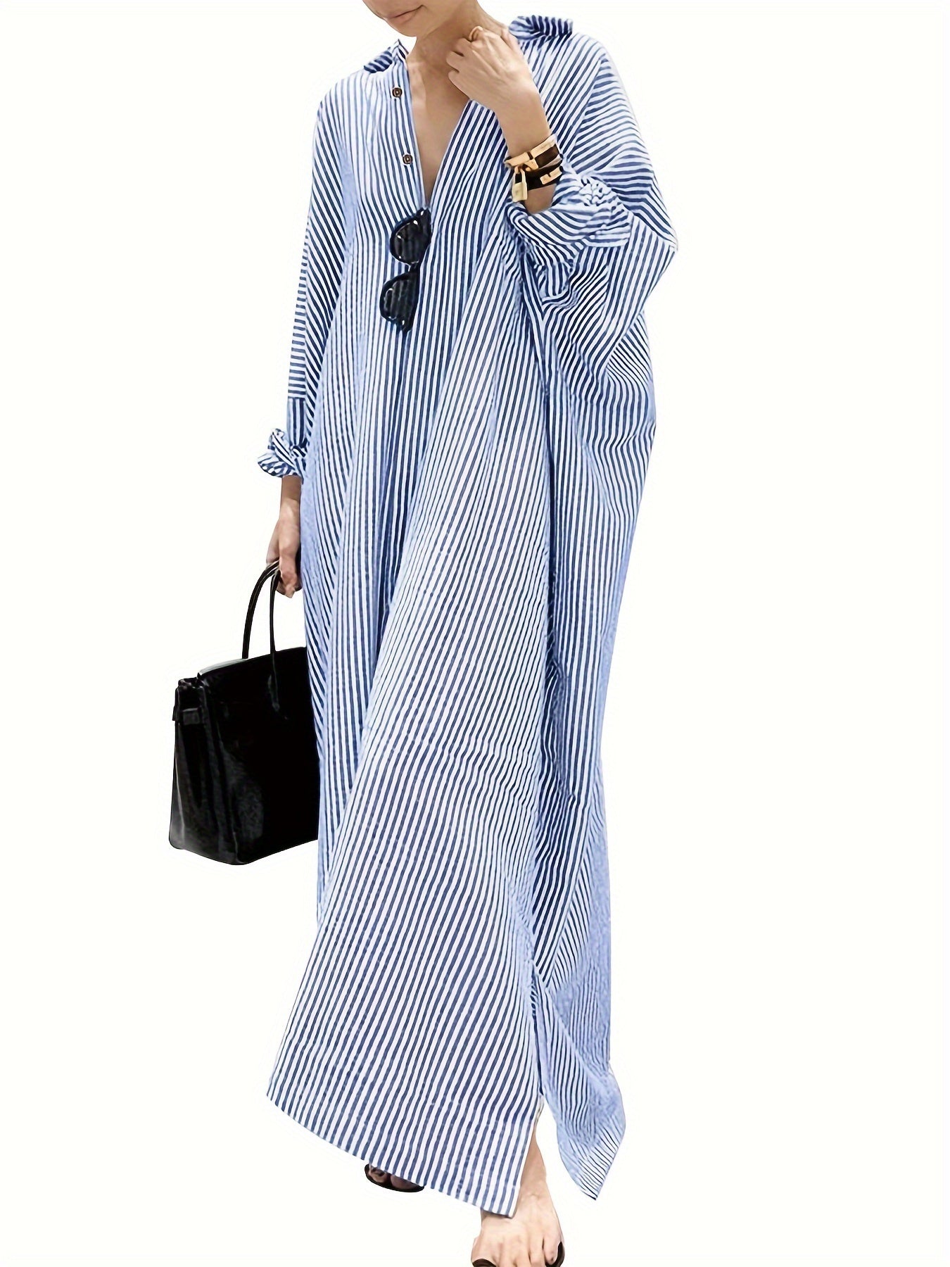 Women's Long Sleeve Striped Shirt Dress